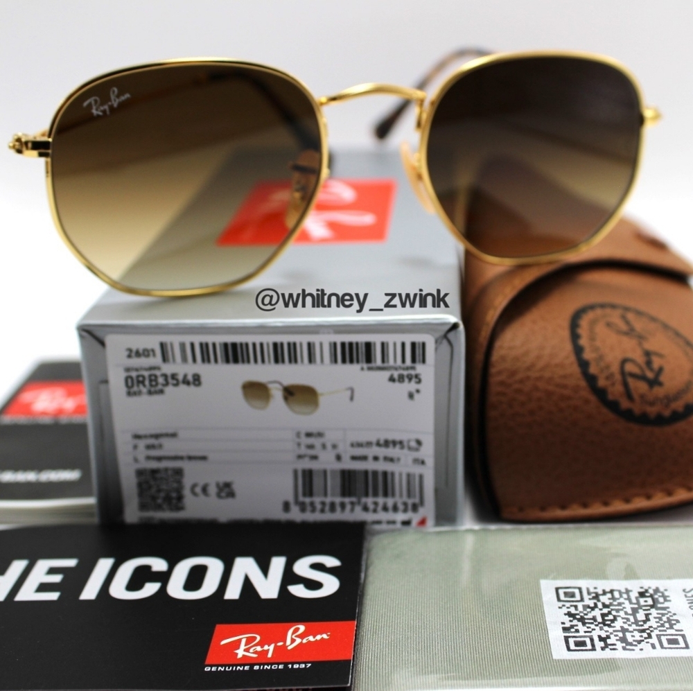 Model Display Ray-Ban Hexagonal Gradient Brown Rb… - image 2